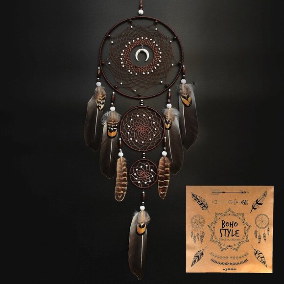 Large Dream Catchers for Bedroom Adult Brown Boho Dream Catcher Wall Decor with - Picture 1 of 7